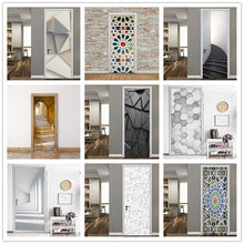 Load image into Gallery viewer, 2PCS/Set Black Geometric Door Sticker Home Decor Self Stick Wallpaper
